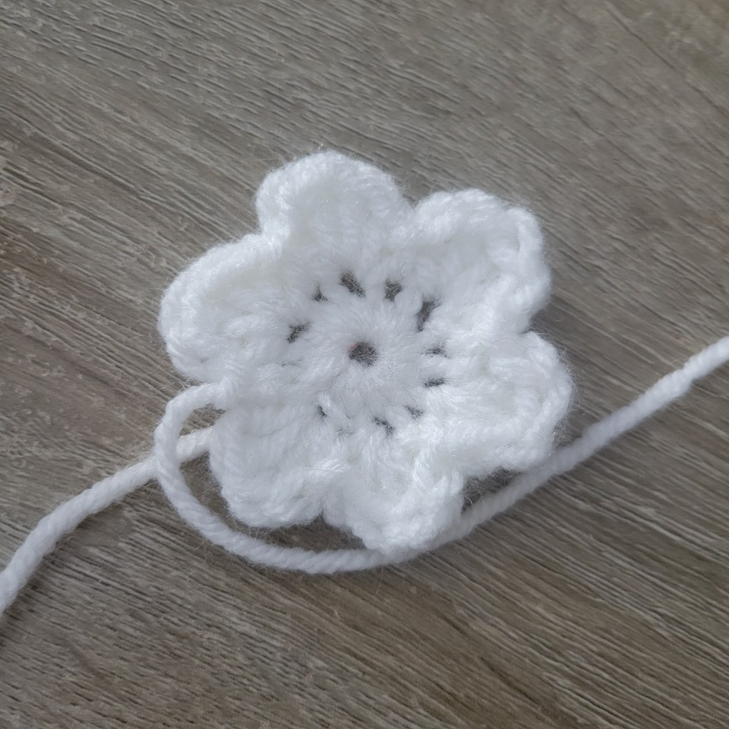 crochet flower applique 6 petals