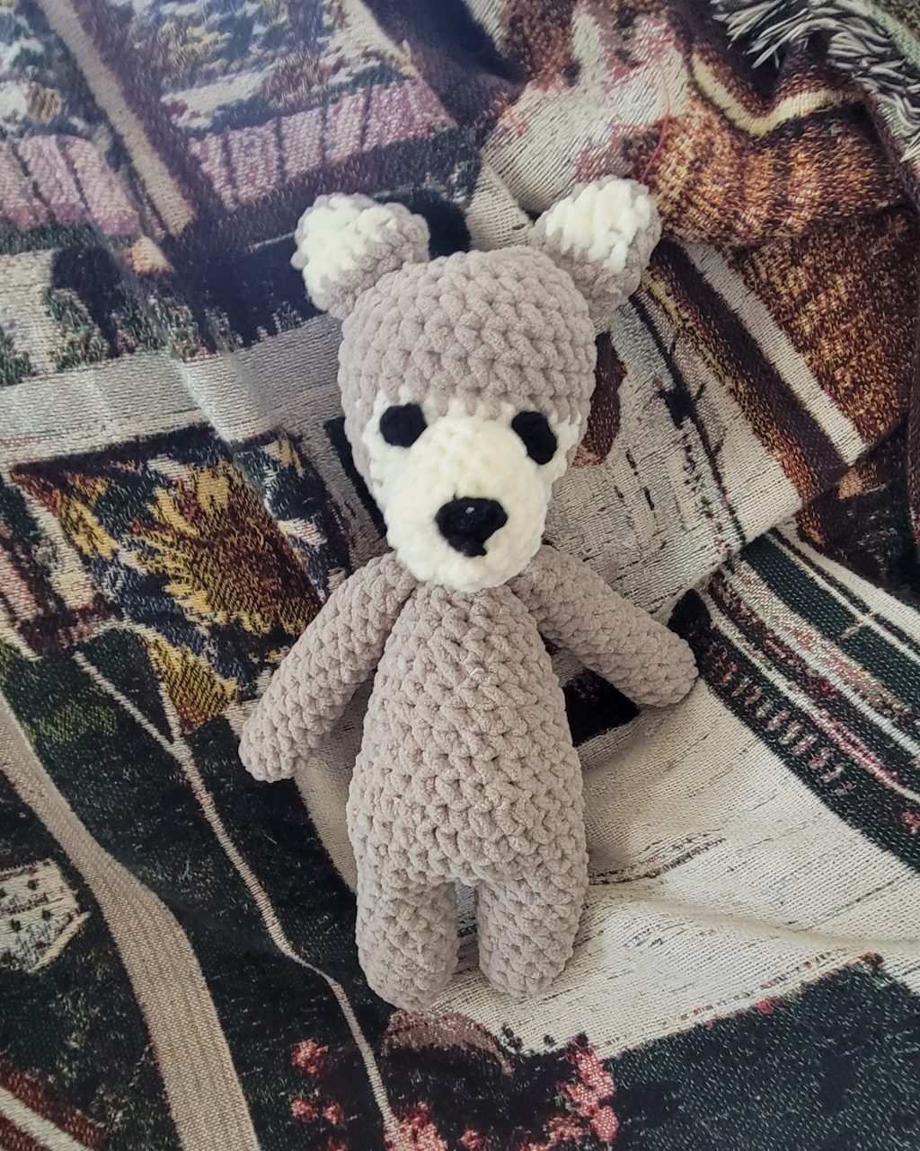 crochet wolf snuggler front