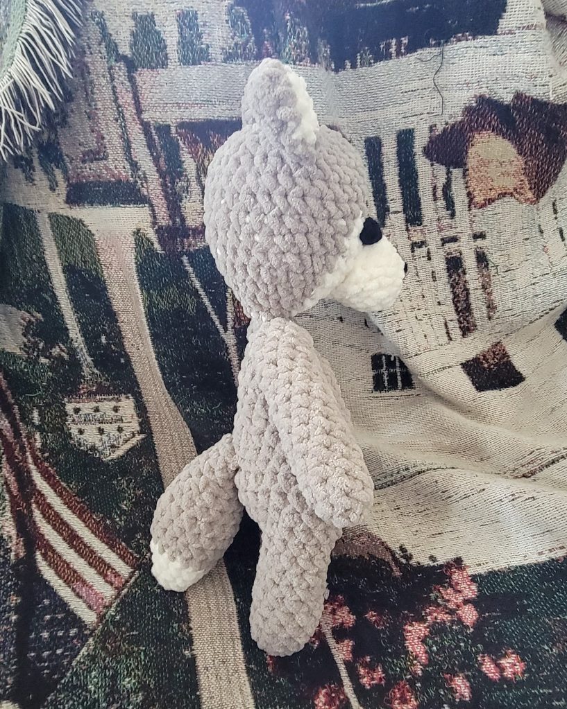 crochet wolf snuggler side